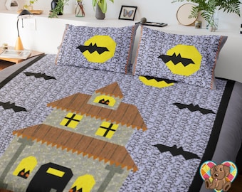 Haunted House Quilt Pattern: Halloween Quilt Design (Downloadable PDF)