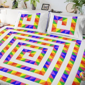 Spiral Rainbow Quilt Pattern: Beginner Quilt Design (PDF)
