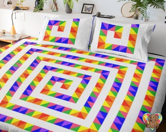 Spiral Rainbow Quilt Block Pattern | Downloadable PDF Quilt Pattern | Beginner Modern Quilt Design |Kids Quilt Pattern | Quilt Block Pattern