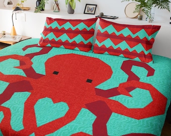 Patrón de edredón de pulpo: Diseño oceánico (Descargar PDF)