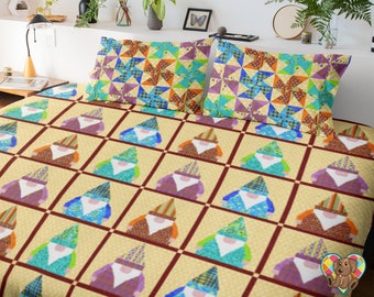 Gnome Quilt Block pdf pattern | Gnome Quilt Pattern | Garden quilt patterns| Mystical Quilt Patterns| Unique quilt patterns| Gnome Quilt PDF