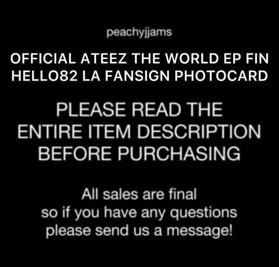 Official ATEEZ Ep Fin Will HELLO 82 LA Fansign Photocards Pcs