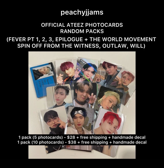Official Ateez Kpop Photocards Random Packs Fever Movement Spin