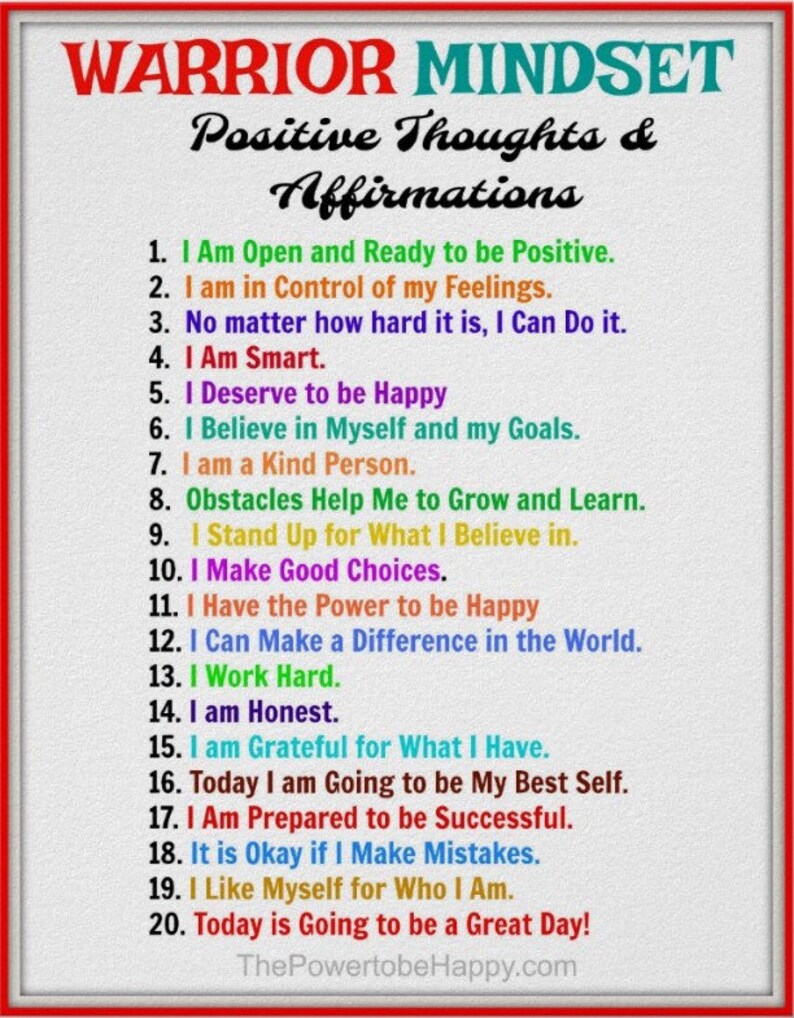 Positive Affirmations Poster Warrior Mindset poster image 1