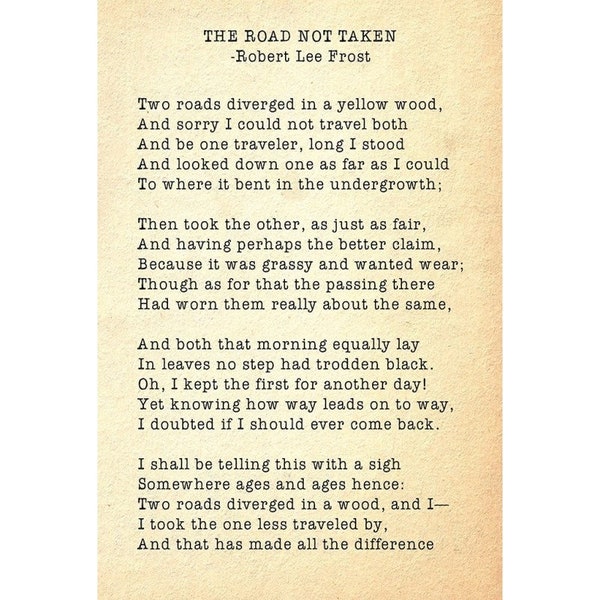 Robert Frost the Road Not Taken Prints Digital - Etsy