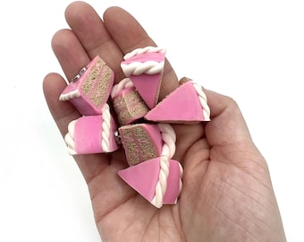 Pink Cake Slice Food Magnet For Fridge / Unique Gift for Girly Friend / Realistic Clay Miniatures / Magnetic Locker Decor for Teen Girls
