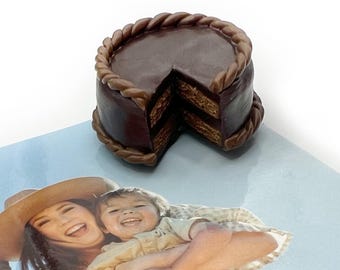 Chocolate Cake Dessert Magnet For Fridge / Magnetic Miniature Food / Polymer Clay Sculpted Art / Birthday Gift for Foodie / Culinary School