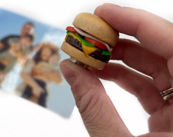 Cheeseburger BBQ Magnet For Fridge / Magnetic Miniature Food / Unique Locker Decor / Birthday Gift for Foodie / Grill Present for Dad