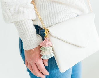 Pastel Tassel Keychain / Colorful Boho Bag Charm / Teacher Bag Accessory / Girly Birthday Gift / Unique Keyring for Backpack /Lanyard Add On