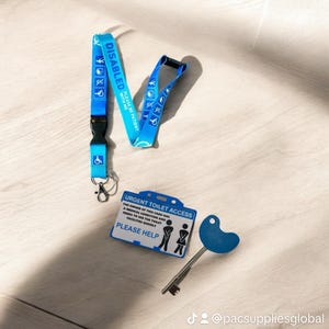 Sleutelkoord visueel bewustzijn gehandicapten, urgente toegangskaart en NKS-compatibele toiletsleutel