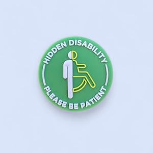 NOUVEAU Badge 3D 2024 en silicone pour handicap caché vert/jaune - Sensibilisation au handicap