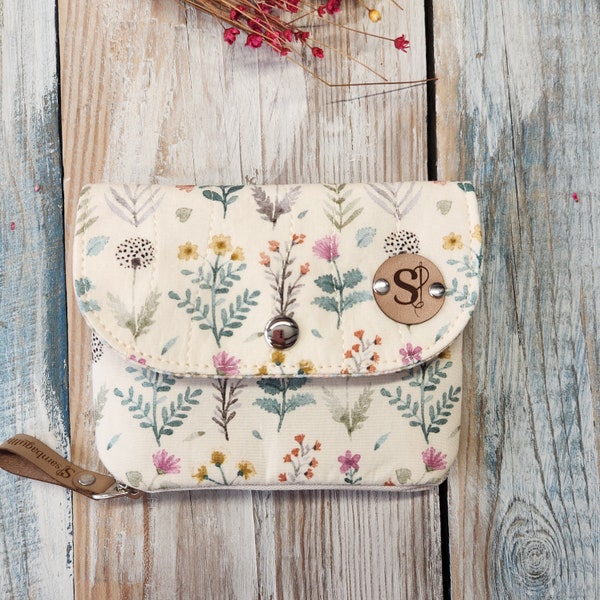 Cartera Alana, Cartera de tela estampada de flores, cartera de mano, billetera de chica, tarjetero, regalo para mamá, regalo para mujeres