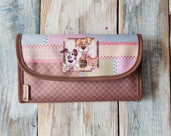 Portefeuille en tissu avec chiens de dessins animés, portefeuille fille, porte-cartes, cadeau pour maman, cadeau pour femme, Portefeuille pochette