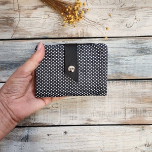 Purse made with polka dot fabric, girl's wallet, denim purse with polka dots, card holder, gift for mom, Christmas gift