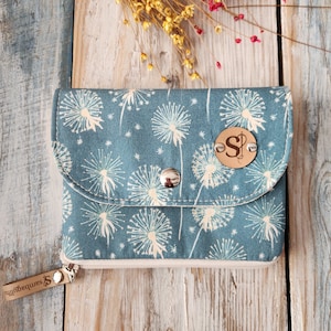 Cartera Alana, Cartera de tela estampada de flores, cartera de mano, billetera de chica, tarjetero, regalo para mamá, regalo para mujeres Azul