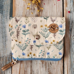 Alana Portemonnaie, Blumenbedrucktes Stoffportemonnaie, Clutch Portemonnaie, Mädchen Portemonnaie, Kartenhalter, Geschenk für Mama, Geschenk für Frauen Marfil 2