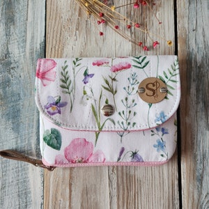 Cartera Alana, Cartera de tela estampada de flores, cartera de mano, billetera de chica, tarjetero, regalo para mamá, regalo para mujeres jardin