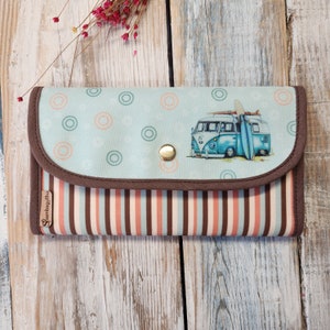 Fabric wallet with motorhome print, zipper purse, wallet and card holder, gift wallet, gift for mom