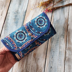 Fabric wallet with mandalas, gift wallet, clutch wallet, girl's wallet, gift for mom, gift for women