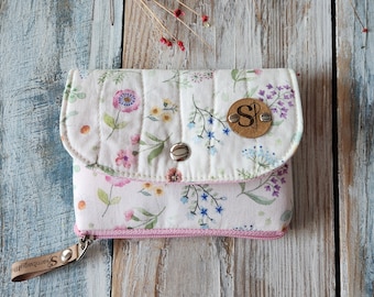 Cartera Alana, Cartera de tela estampada de flores, cartera de mano, billetera de chica, tarjetero, regalo para mamá, regalo para mujeres