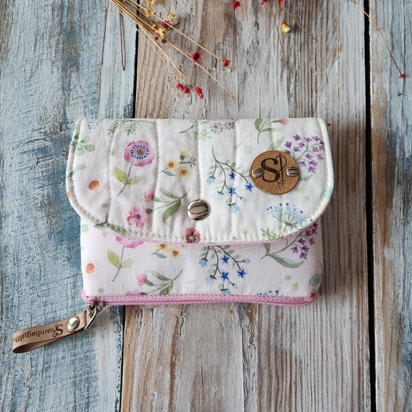 Cartera Alana, Cartera de tela estampada de flores, cartera de mano, billetera de chica, tarjetero, regalo para mamá, regalo para mujeres