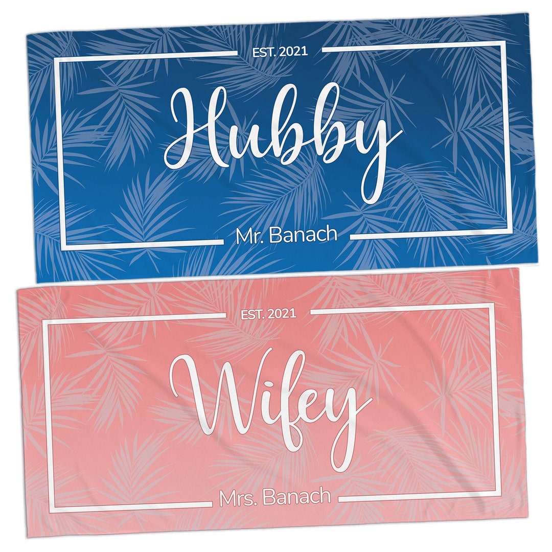 Mr and Mrs Beach Towels, Couples Beach Towels Wedding Gift Personalized