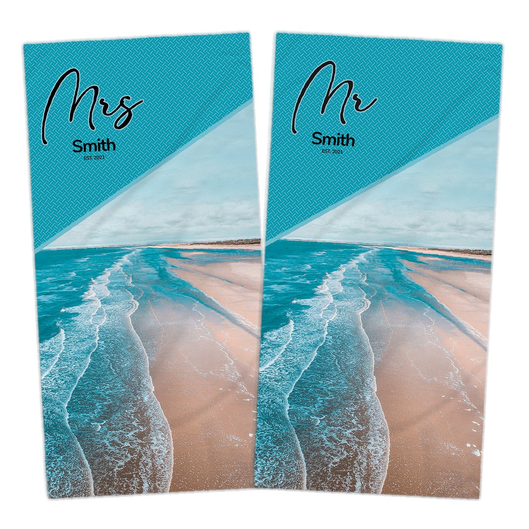 Mr and Mrs Beach Towels, Couples Beach Towels Wedding Gift Personalized