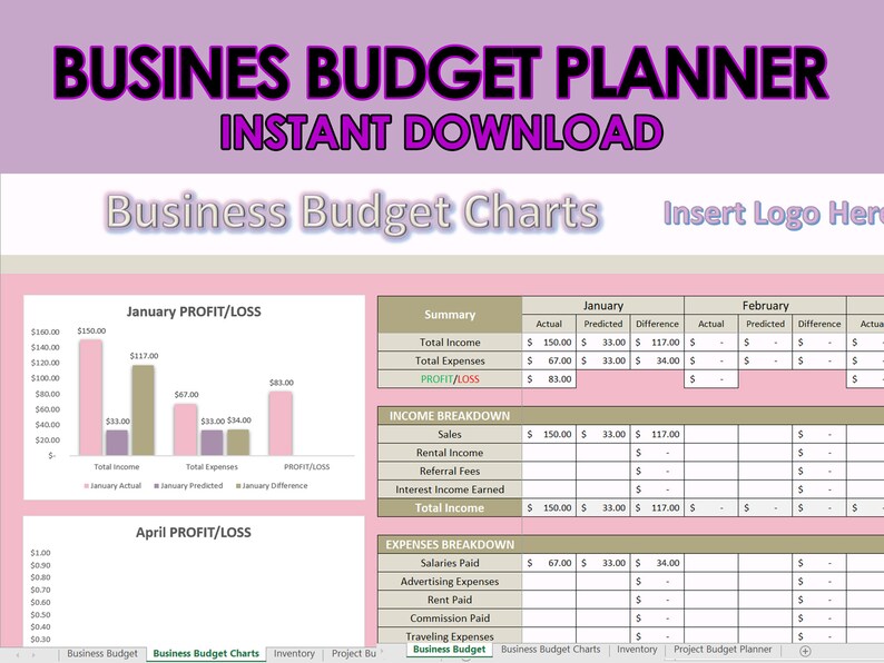 Business Budget Planner Printable Finance Planner Budget - Etsy