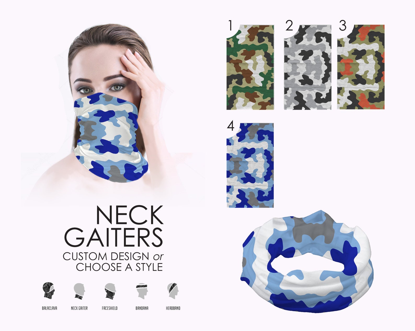 Camo Neck Gaiter for Women Neck Gator for men Personalized Etsy