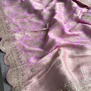 khaddi gorgette saree Indian wedding sarees gotta Patti sari bridal sarees blouse