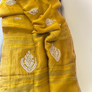 Linen gottapatti zardosi checks saree women saree Indian sari