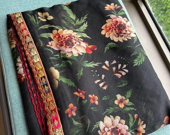 Sari con estampado digital floral, sari de fiesta, saris indios