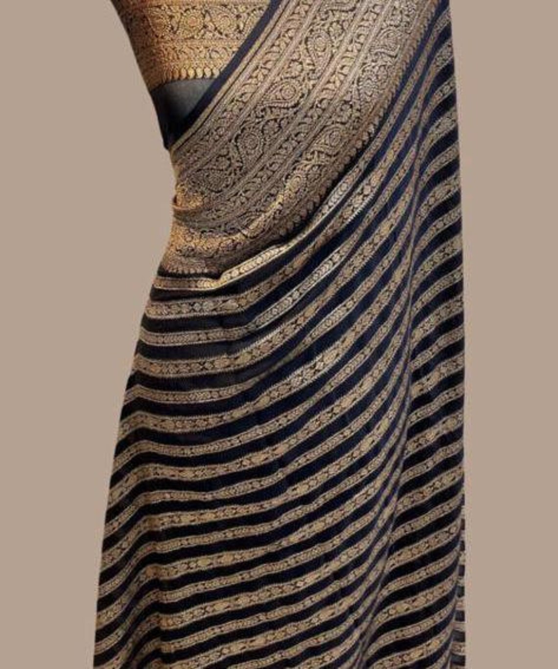 Harmaini khaddi gorgette saree main image 0