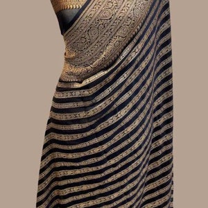 Striped khaddi gorgette saree