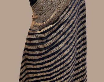 Striped khaddi gorgette saree