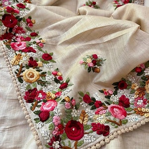 Tussar French knot inspired saree