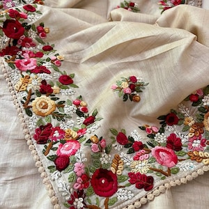 Tussar French knot inspired saree