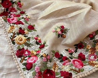 Tussar French knot inspired saree