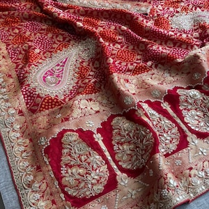 paisley inspired Khaddi gorgette saree Indian sari wedding sarees