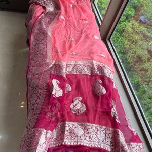 peachy pink chiffon saree trendy saree women saree blouse