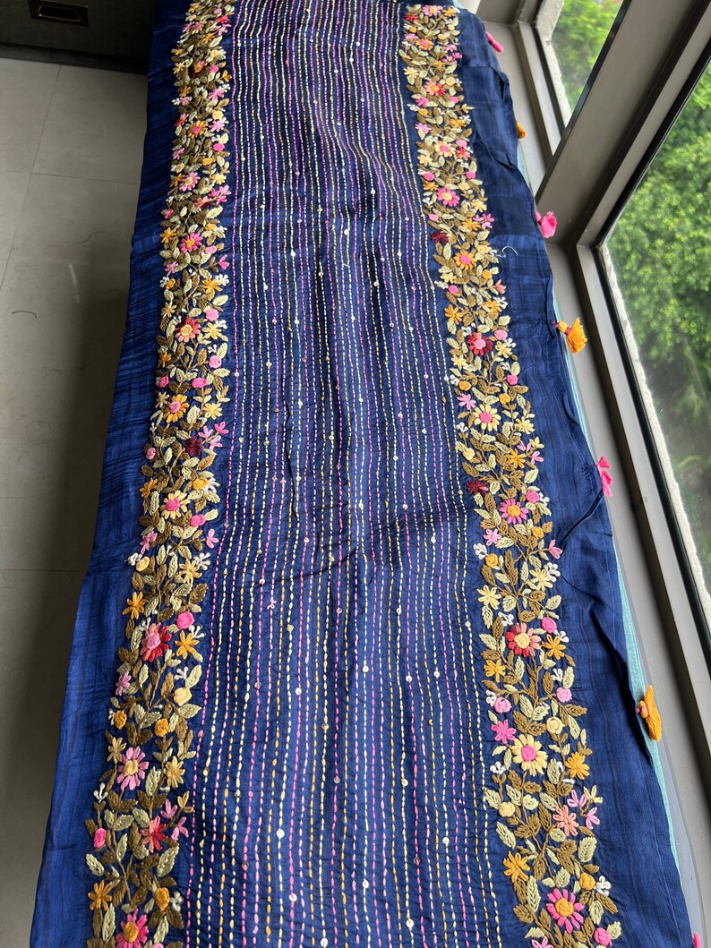 Munga French Knot Saree Royal Blue Sarees - Etsy Australia