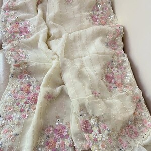 Leshi gorgette zardosi saree main image 1