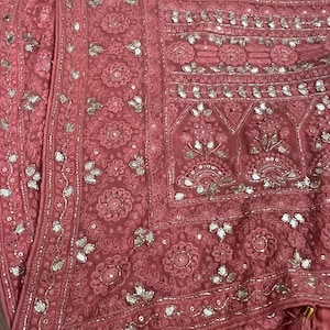 Chikankari saree Gorgette saree Indian sari blouse Wedding saree peach sarees