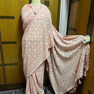 Peach Elegant Chikankari Saree Gorgeous Sarees