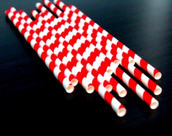 Reusuable Acrilyic Vintage Cocktail Straws |Red & White Striped Straws | Eco Friendly Straws |