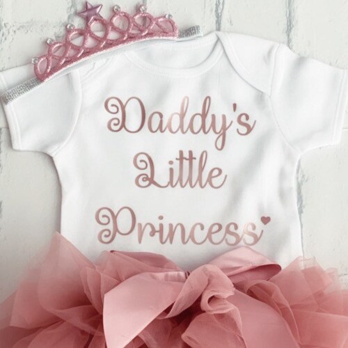 Baby Girls Frilly Tutu Knicks Father’s Day Set Daddy’s Little Girl Dusky Pink 