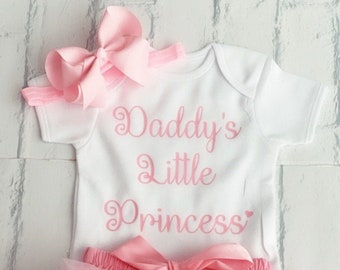NEW Baby Girls Frilly Tutu Knickers Both Sides Newborn Size Father’s Day Outfit Daddy’s Little Princess Baby Pink Vest Only