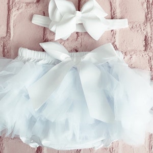 Girls Baby White Frilly Tutu Knickers Christening Cake Smash Photoshoot Wedding 1st Birthday Outfit With Frills On Front & Back From Newborn image 7