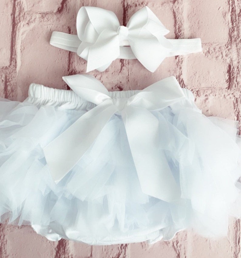 Girls Baby White Frilly Tutu Knickers Christening Cake Smash Photoshoot Wedding 1st Birthday Outfit With Frills On Front & Back From Newborn image 7