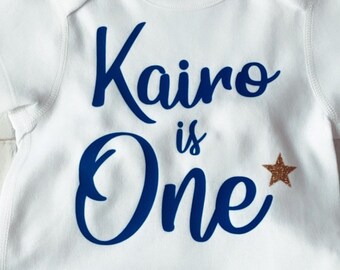 Personalized Baby Boy's First Birthday Outfit - Romper With Crown For Cake Smash